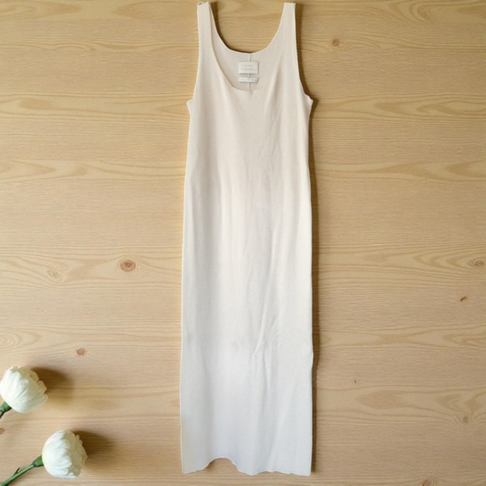 Lauren Manoogian Knit Maxi Dress Size 3 Large Baby Alpaca‎ Organic Cotton Cream